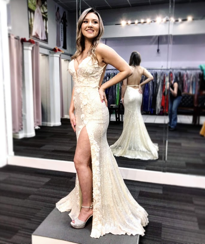 cream prom dress